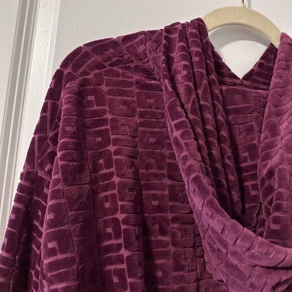 Guess After Party Velour Burgundy Cropped Hoodie Women's Size Medium Loungewear - Picture 11 of 15